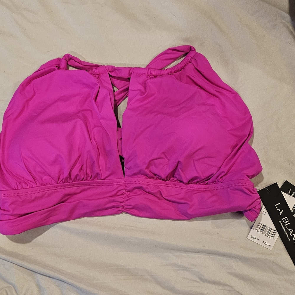 La Blanca Fuchsia Bikini Top Size 14